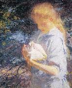 Frank Weston Benson Eleanor Holding a Shell oil painting on canvas